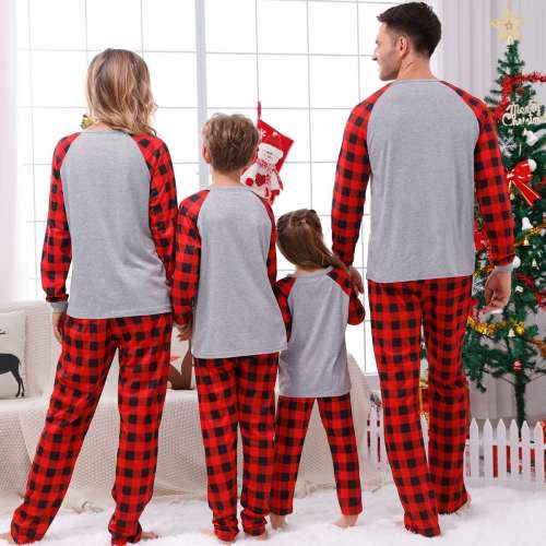 Plus Size Christmas Family Matching Sleepwear Pajamas Merry Christmas Tree Grey Sets