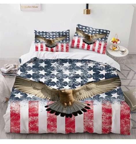 Wild Animal Eagle National Flag Print Bedding Full Twin Queen King Duvet Covers Bedding Set