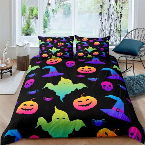 Halloween Theme Cartoon Pumpkin Goast Print Bedding Full Twin Queen King Duvet Covers Bedding Set