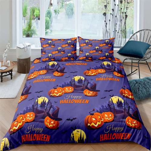 Happy Halloween Pumpkin Lantern Haunted House Print Bedding Full Twin Queen King Duvet Covers Bedding Set