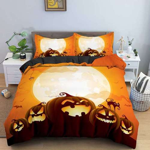 Halloween Theme Pumpkin Lantern Print Bedding Full Twin Queen King Duvet Covers Bedding Set