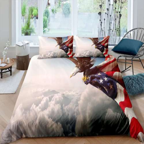 Wild Animal Bald Eagle National Flag Print Bedding Full Twin Queen King Duvet Covers Bedding Set