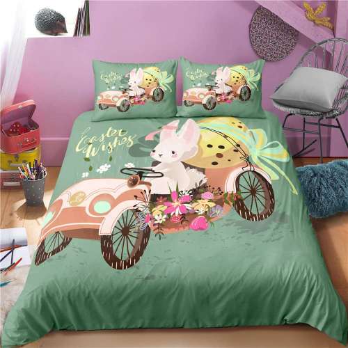 Easter Day Cartoon Cute Pet Bunny Rabbit Print Bedding Full Twin Queen King Duvet Covers Bedding Set