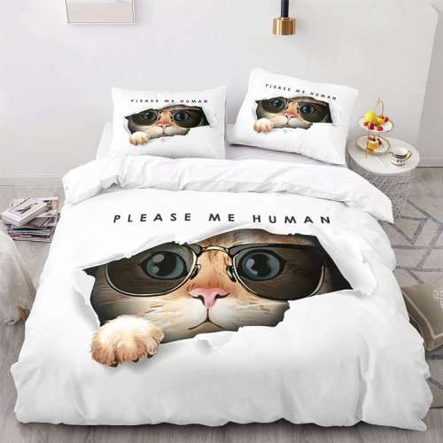 Cartoon Cute Pet Cat Print Bedding Full Twin Queen King Duvet Covers Bedding Set