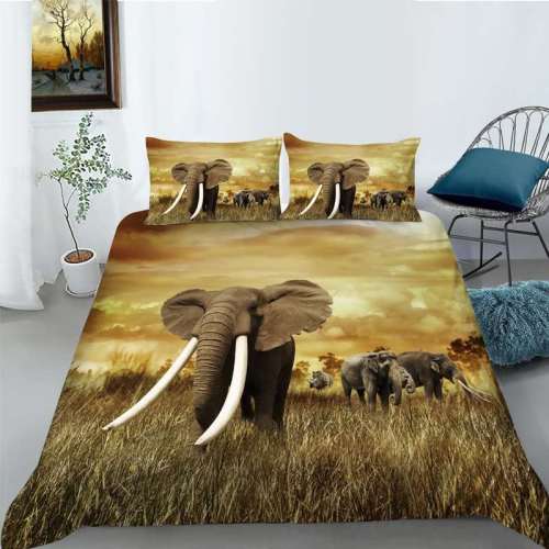 Wild Animal Elephant Print Bedding Full Twin Queen King Duvet Covers Bedding Set