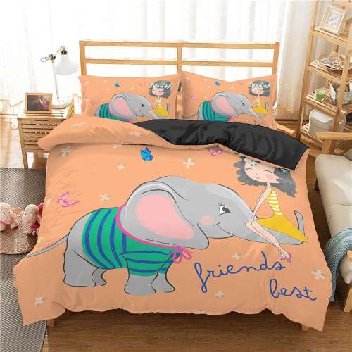 Wild Animal Cartoon Cute Elephant Print Bedding Full Twin Queen King Duvet Covers Bedding Set