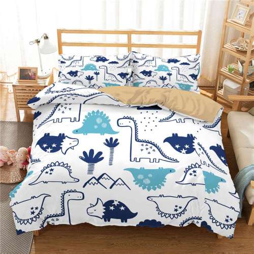 Cute Cartoon Dinosaur Print Bedding Full Twin Queen King Duvet Covers Bedding Set For Kids Teens Children