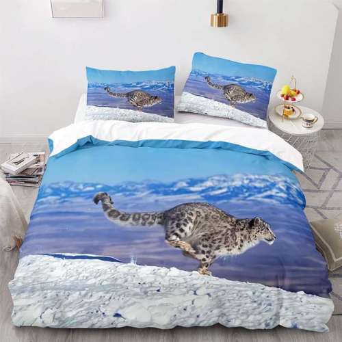Wild Animal Snow Leopard Print Bedding Full Twin Queen King Duvet Covers Bedding Set