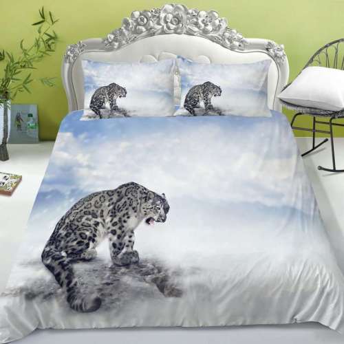 Wild Animal Snow Leopard Print Bedding Full Twin Queen King Duvet Covers Bedding Set