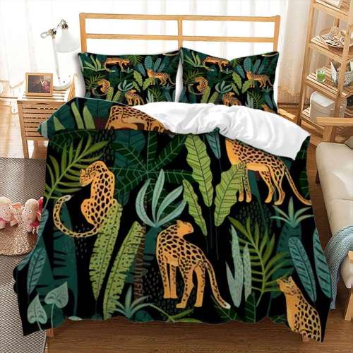 Wild Animal Cartoon Leopard Print Bedding Full Twin Queen King Duvet Covers Bedding Set
