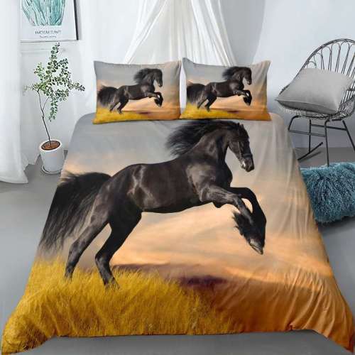 Wild Animal Horse Print Bedding Full Twin Queen King Duvet Covers Bedding Set