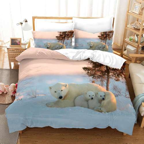 Wild Animal Polar Bear Print Bedding Full Twin Queen King Duvet Covers Bedding Set For Kids Teens Children