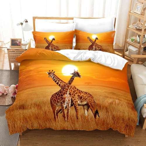 Wild Animal Giraffe Print Bedding Full Twin Queen King Duvet Covers Bedding Set For Kids Teens Children
