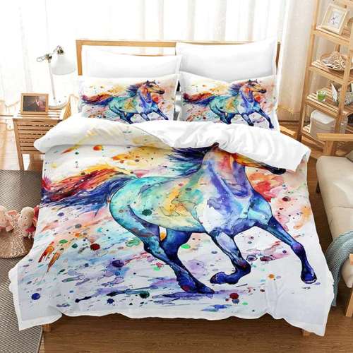 Wild Animal Cartoon Horse Print Bedding Full Twin Queen King Duvet Covers Bedding Set