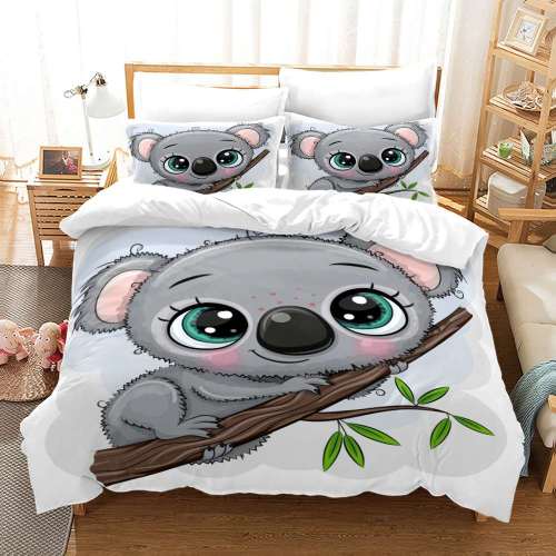Wild Animal Cute Cartoon Koala Print Bedding Full Twin Queen King Duvet Covers Bedding Set For Kids Teens Children