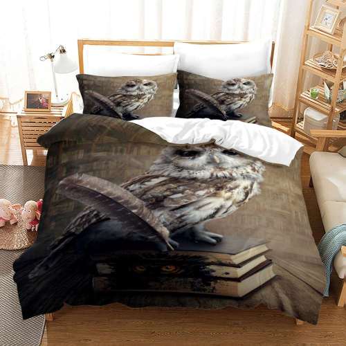 Wild Animal Owl Print Bedding Full Twin Queen King Duvet Covers Bedding Set For Kids Teens Children