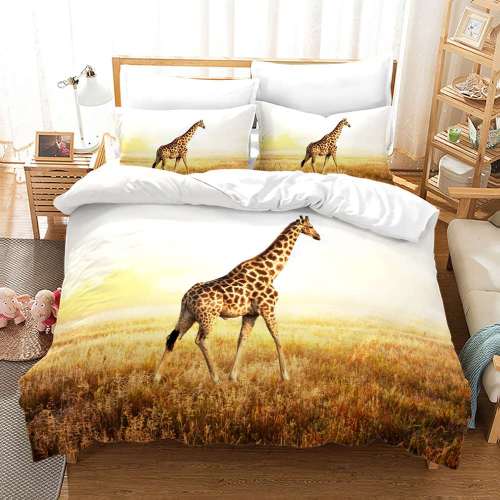 Wild Animal Giraffe Print Bedding Full Twin Queen King Duvet Covers Bedding Set For Kids Teens Children
