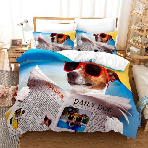 Cute Pet Dog Puppy Print Bedding Full Twin Queen King Duvet Covers Bedding Set For Kids Teens Children
