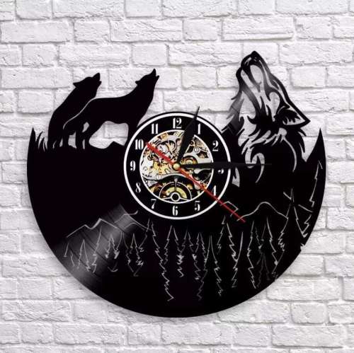 Vintage Wolf Vinyl Wall Clock