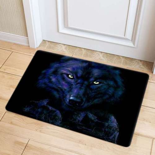 3D Wolf Print Rubber Door Bathroom Mat Carpet Rug
