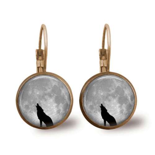 Gemstone Wolf Hook Earrings