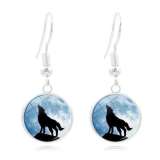 Gemstone Wolf Drop Earrings