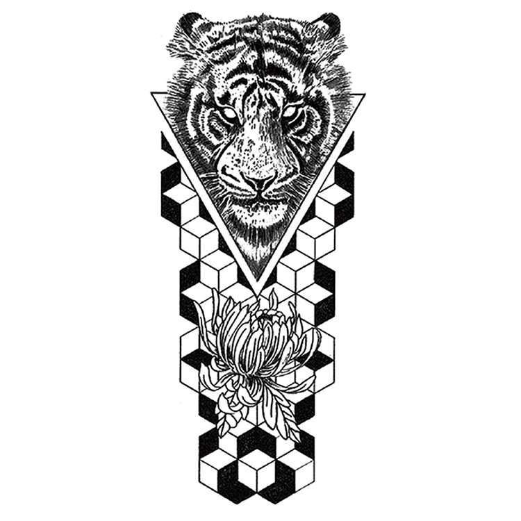 6 Sheets Geometric Tiger & Butterfly Temporary Tattoo Stickers | SHEIN USA