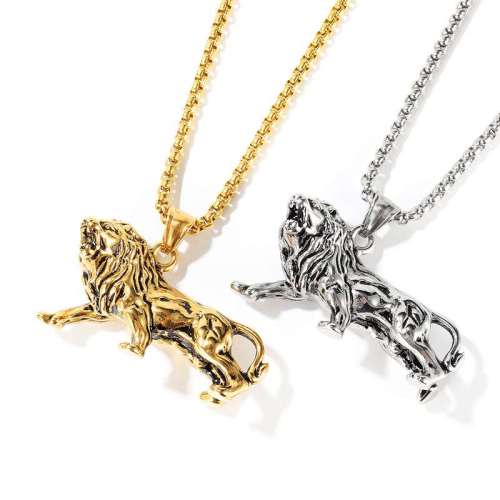 Mens Lion Pendant Necklace