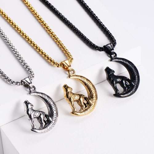 Wolf And Moon Necklace
