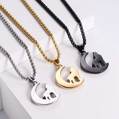 Wolf And Moon Necklace