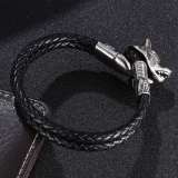 Mens Leather Wolf Bracelet