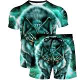 3D Wolf Shirt Shorts Set