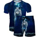3D Wolf Shirt Shorts Set