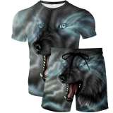 3D Wolf Shirt Shorts Set