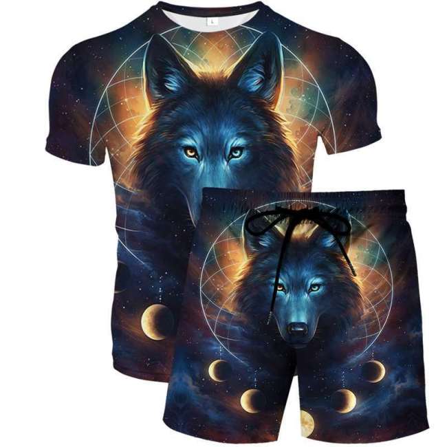 Wolf Shirt Shorts Set