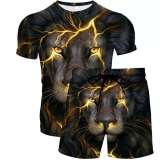 3D Lion Shirt Shorts Set