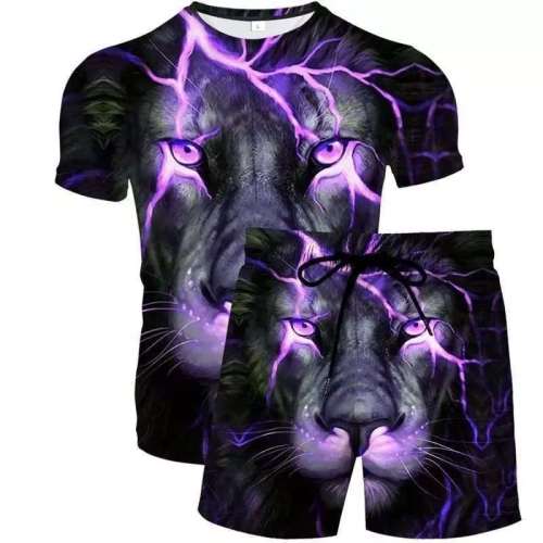 3D Lion Shirt Shorts Set