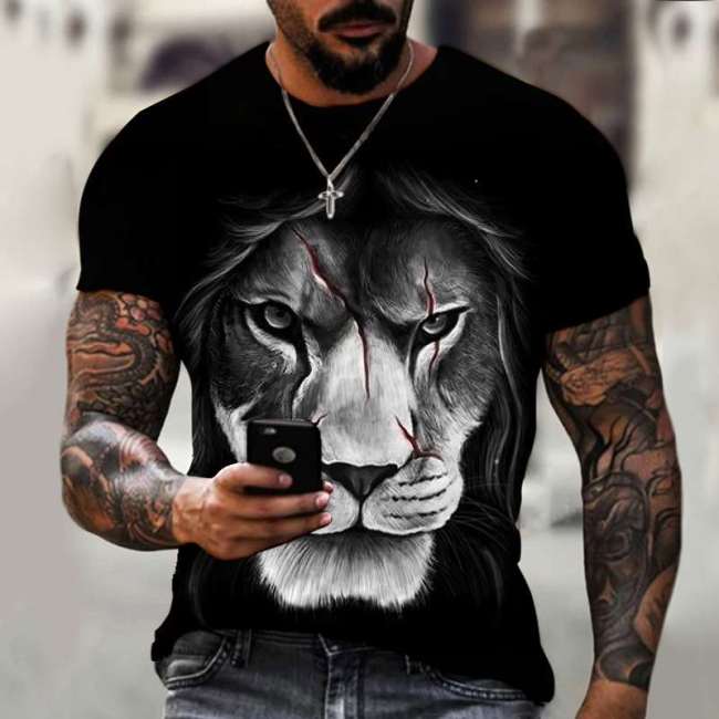 Family Matching T-shirt Mens Lion T-Shirt