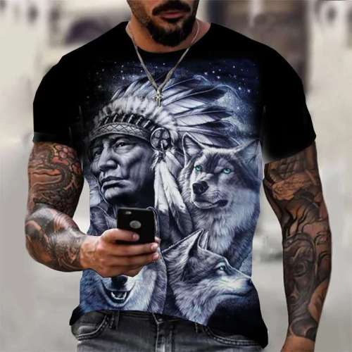 Wolf And Native T-Shirt