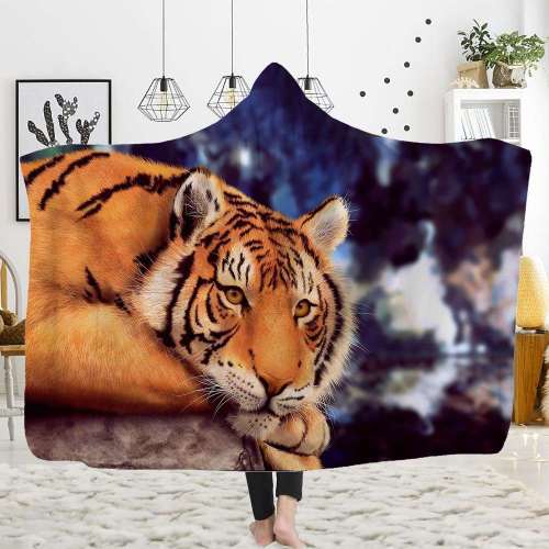3D Tiger Hooded Blanket
