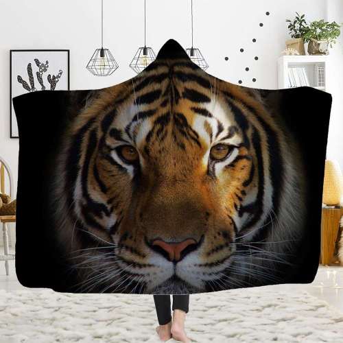 Fleece Tiger Hooded Blanket