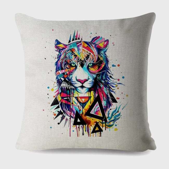Geometric Tiger Print Throw Pillowcase