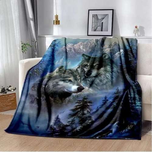 Warm Wolf Mountain Blanket