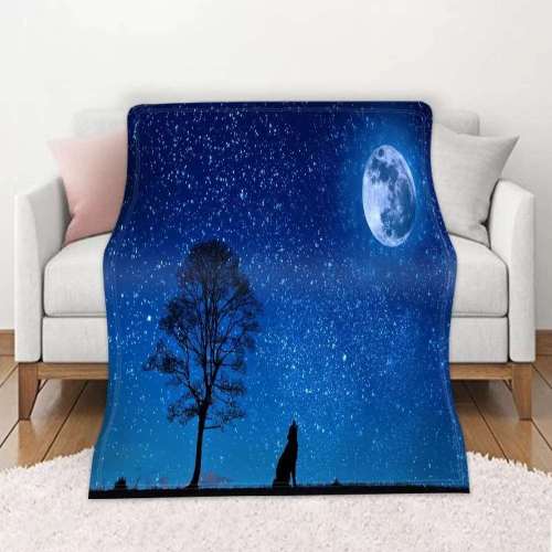 Blue Wolf Moon Blanket