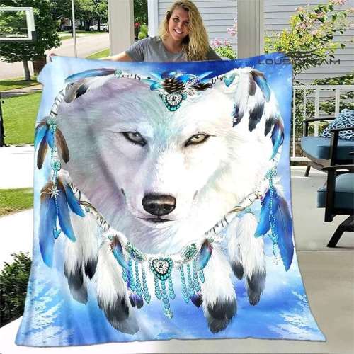 Fluffy Dreamcatcher Wolf Blankets