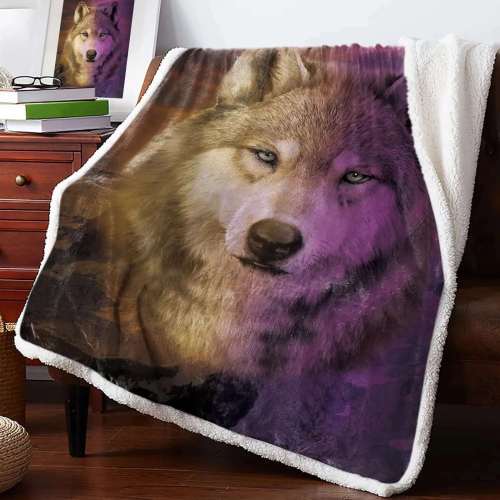 Purple Wolf Blanket