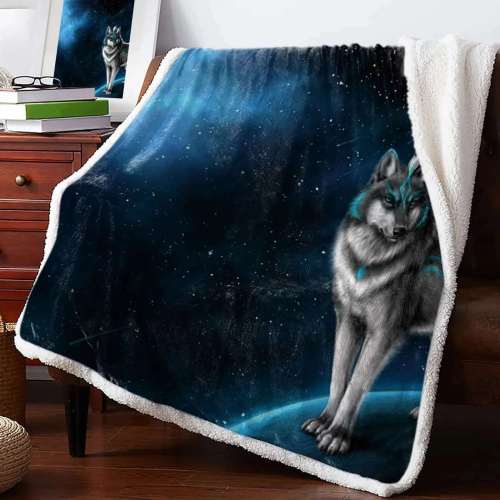 Galaxy Wolf Blanket