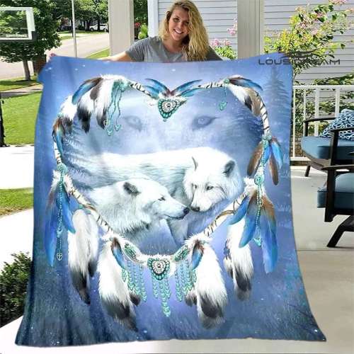 Wolf Printed Dreamcatcher Blanket