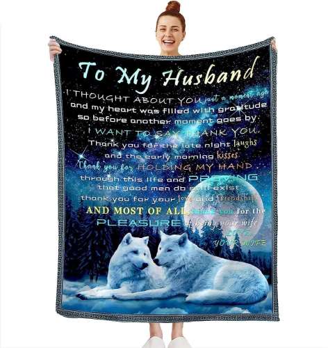 To My Husband Wolf Blanket