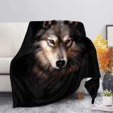 Black Wolf Face Blanket